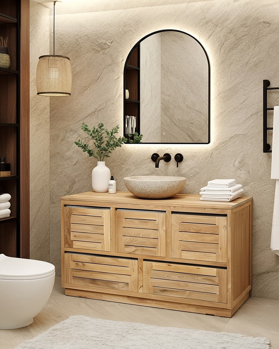 Dune - Meuble salle de bain en teck massif 140 cm