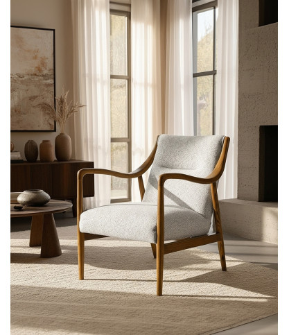 Ambre - Solid oak and linen armchair
