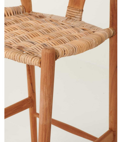 Hirosi - Solid teak and rattan bar stool