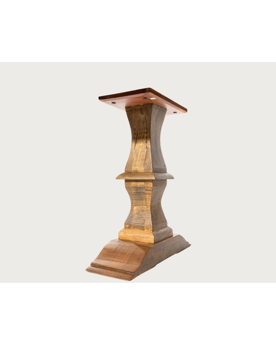 Maestro - Mesa de comedor rectangular de madera de eucalipto, doble pedestal y diseño de espiga