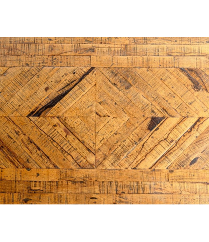 Table salle à manger rectangulaire bois eucalyptus "Maestro" - Double Piédestal & Motif à Chevrons