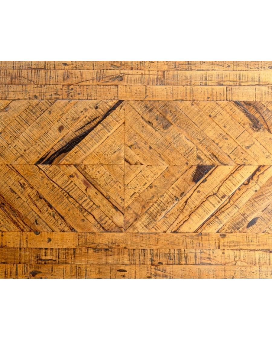 Maestro - Mesa de comedor rectangular de madera de eucalipto, doble pedestal y diseño de espiga