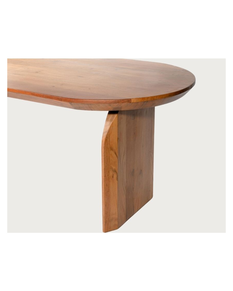 Table salle à manger ovale bois acacia "Véga" - Piétement Design Courbe & Style Minimaliste