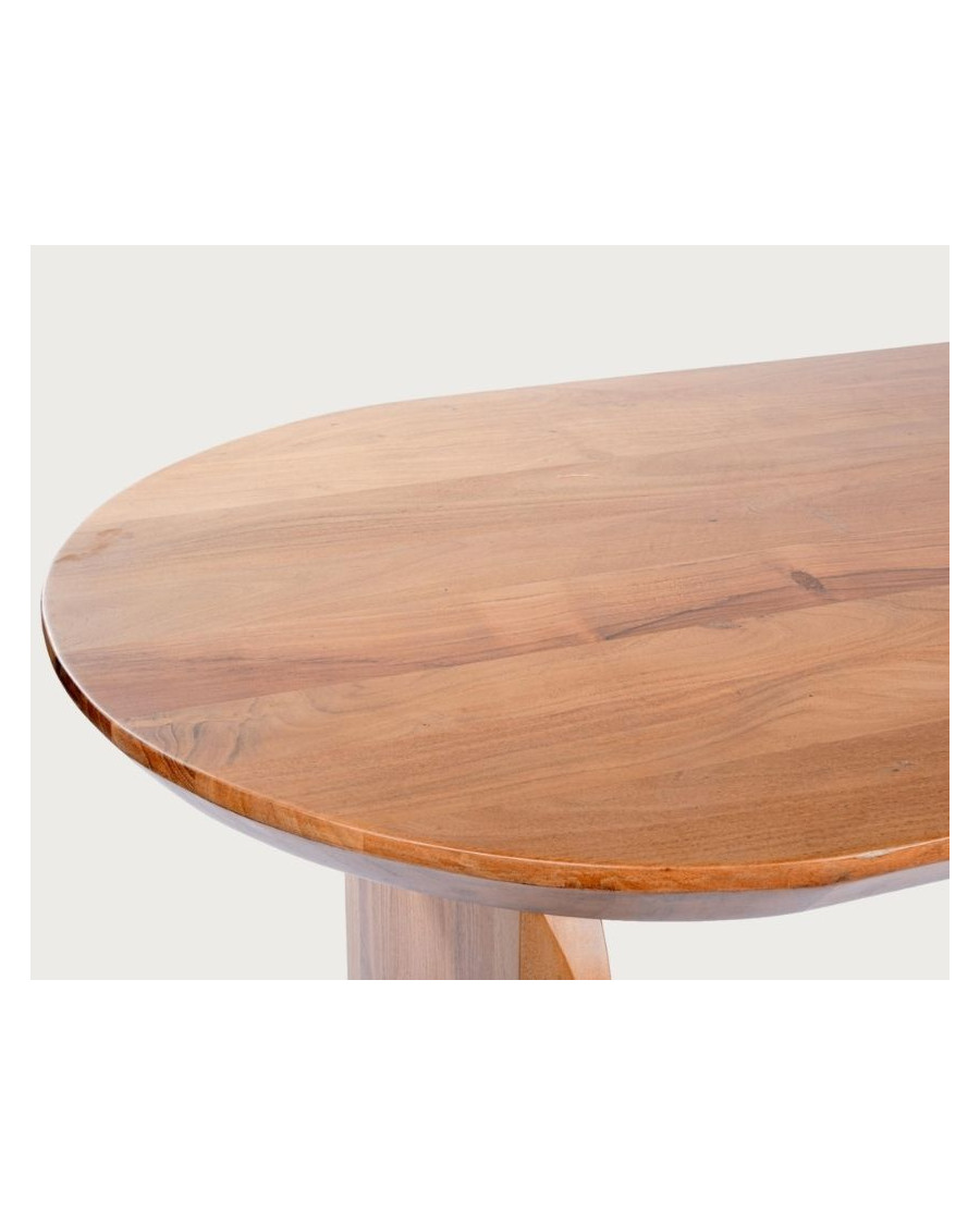 Véga - Ovaler Esstisch aus Akazienholz, geschwungenes Design-Untergestell & minimalistischer Stil