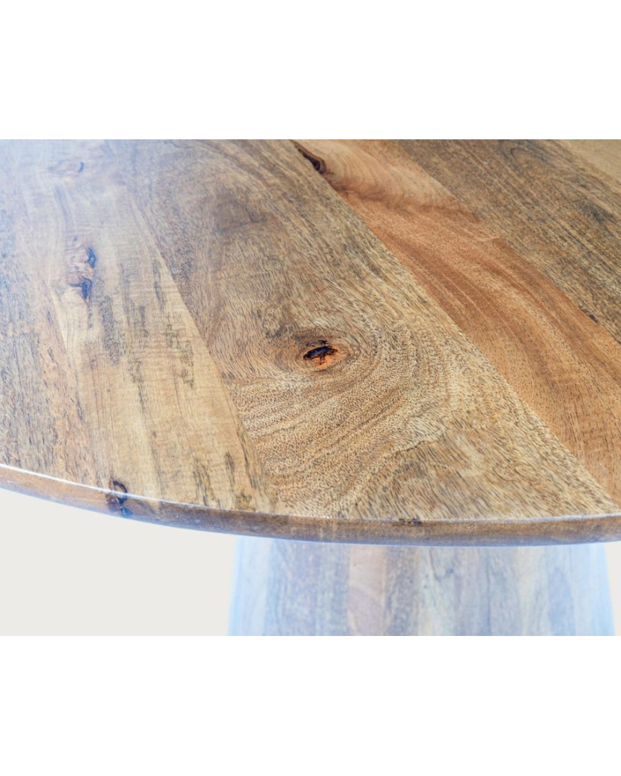 Bistrot - Round Mango Wood Dining Table, Conical Base and Social Style