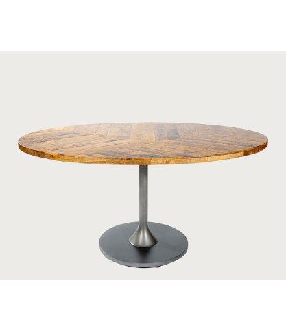 Leaf Black - Oval 8-Seater Solid Wood Table, Mango Wood Top & Matte Black Tulip Base