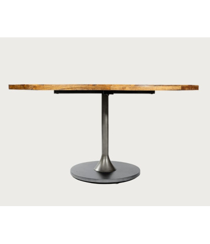 Leaf Black - Ovaler Massivholztisch für 8 Personen, Mangoholz-Platte & Tulpenfuß in Mattschwarz