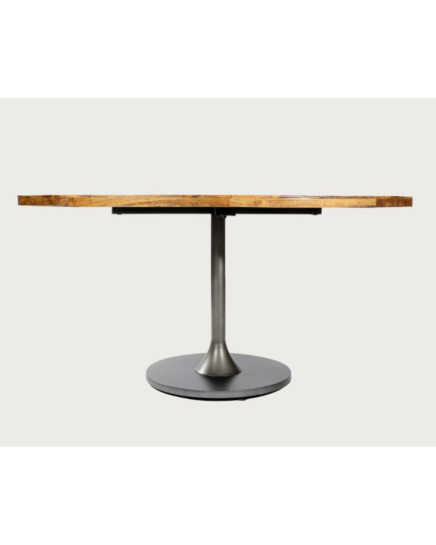 Leaf Black - Oval 8-Seater Solid Wood Table, Mango Wood Top & Matte Black Tulip Base