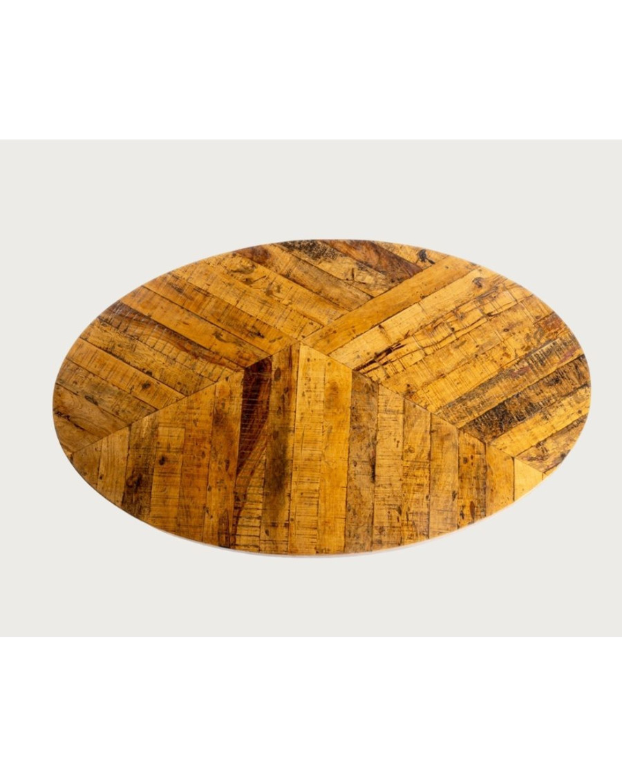 Leaf Black - Table ovale 8 personnes en bois massif , Plateau Manguier & Pied Tulipe Noir Mat