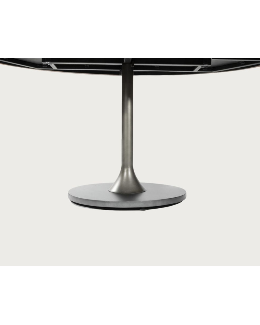 Leaf Black - Table ovale 8 personnes en bois massif , Plateau Manguier & Pied Tulipe Noir Mat