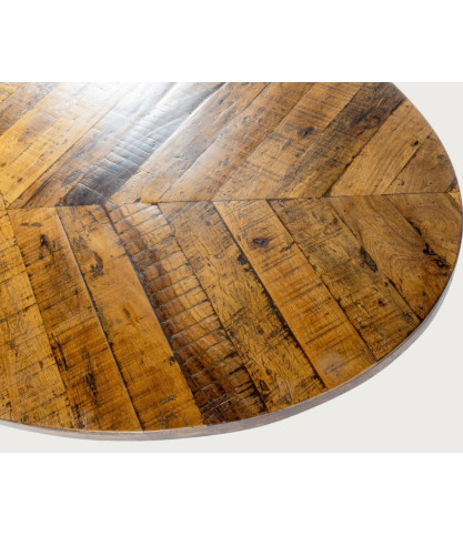 Leaf - Table ovale 8 personnes en bois massif , Plateau Manguier & Pied Tulipe Noir Mat