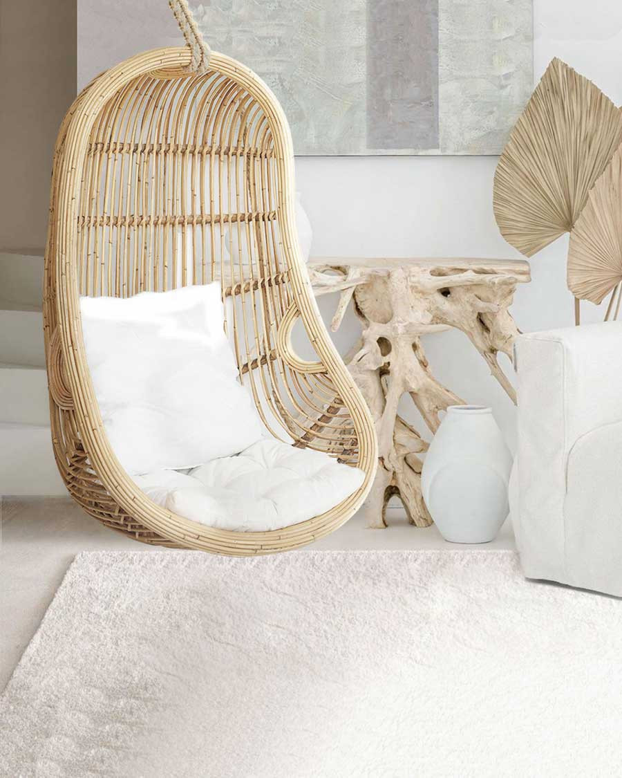 Marbella - Poltrona sospesa a forma di uovo in rattan intrecciato