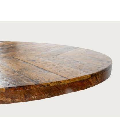 Leaf - Table ovale 8 personnes en bois massif , Plateau Manguier & Pied Tulipe Noir Mat