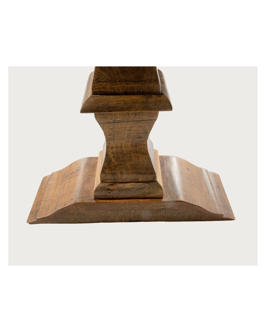 Maestro - Mesa de comedor rectangular de madera de eucalipto, doble pedestal y diseño de espiga