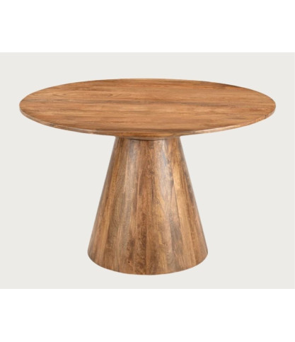 Bistrot - Table salle à manger ronde bois manguier, Piétement Conique & Style Convivial