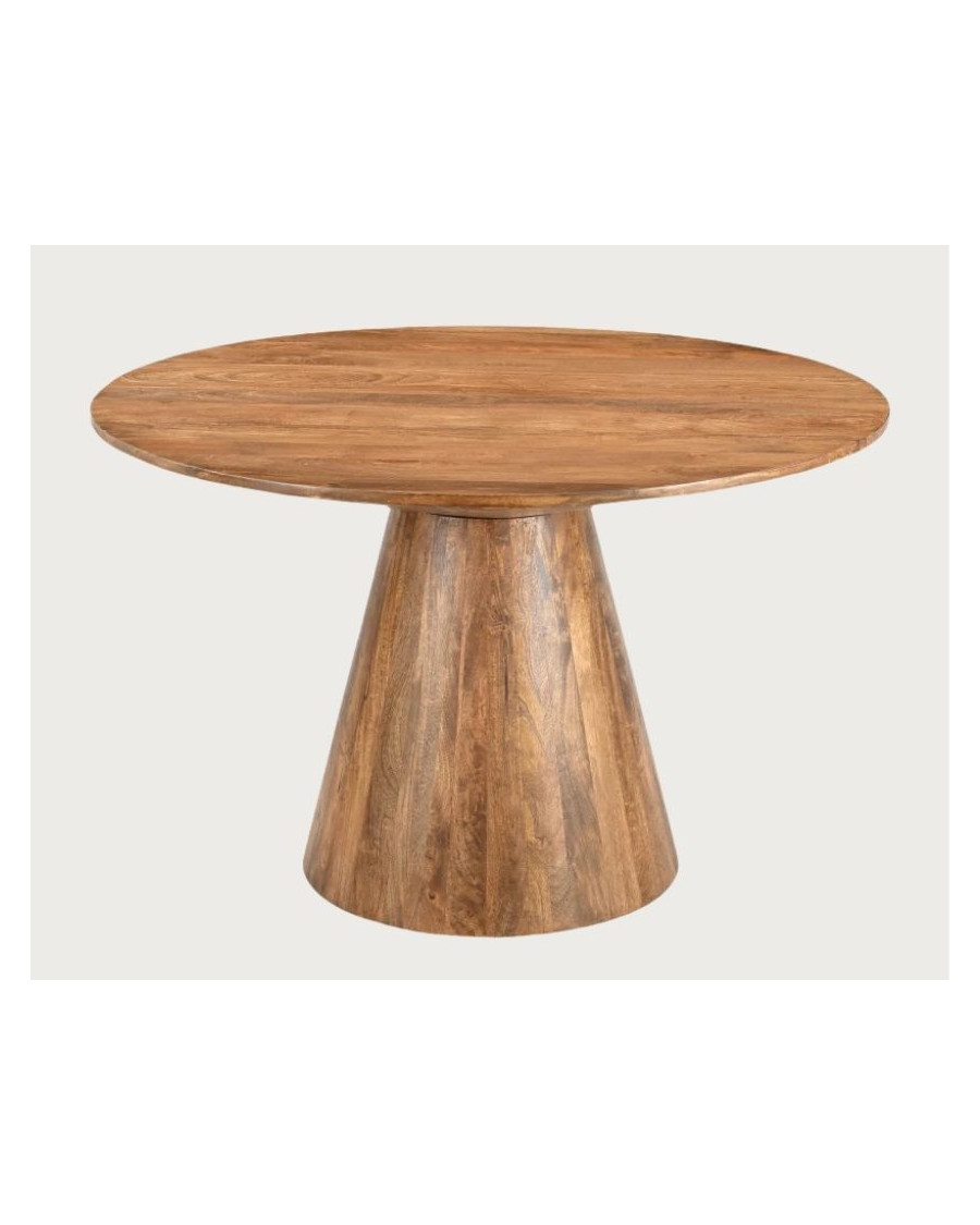 Bistrot - Table salle à manger ronde bois manguier, Piétement Conique & Style Convivial