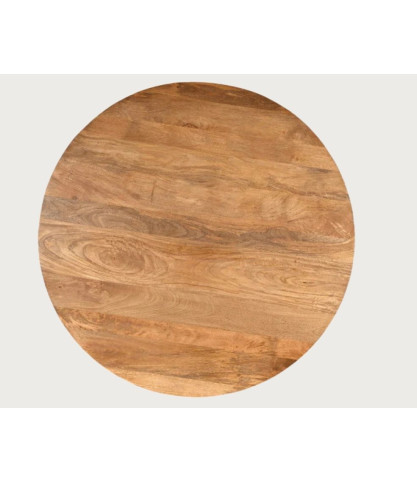 Bistrot - Mesa de comedor redonda de madera de mango, base cónica y estilo acogedor
