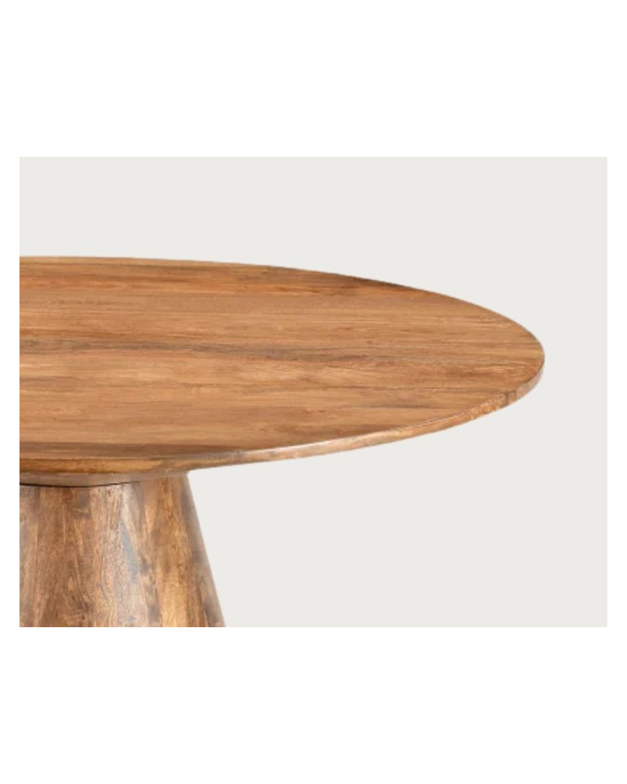 Bistrot - Table salle à manger ronde bois manguier, Piétement Conique & Style Convivial