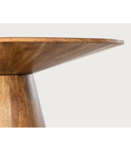 Bistrot - Mesa de comedor redonda de madera de mango, base cónica y estilo acogedor