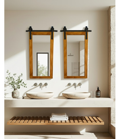 Zara - Solid Wood and Metal Rectangular Wall Mirror