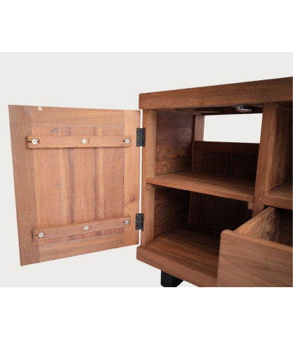 Neo - 140 cm badkamermeubel met teakhouten parketblad