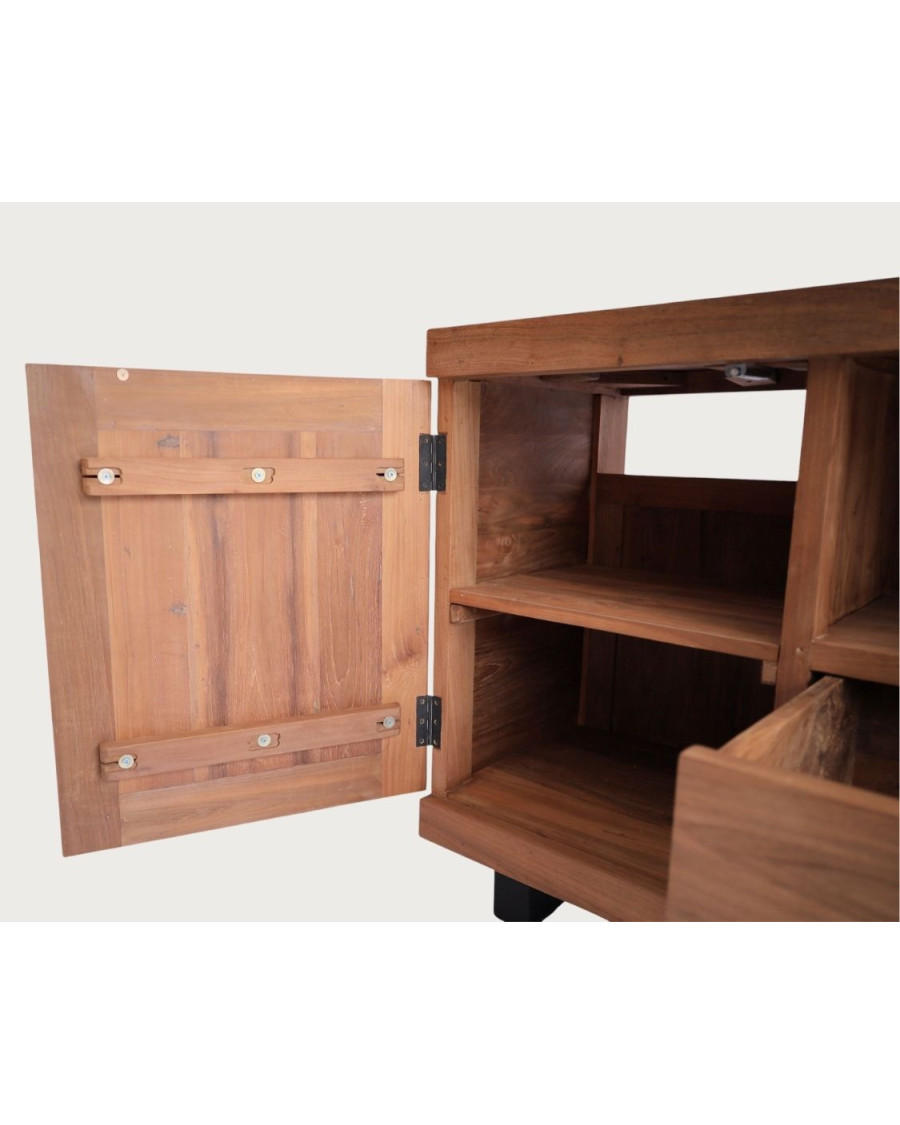 Neo - Mueble de baño de parquet de teca de 140 cm