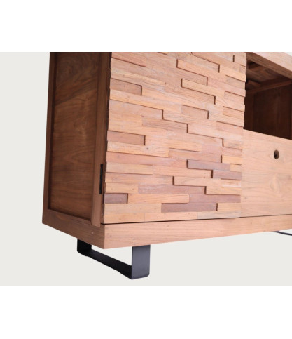 Néo - Meuble salle de bain en teck parqueté 120 cm
