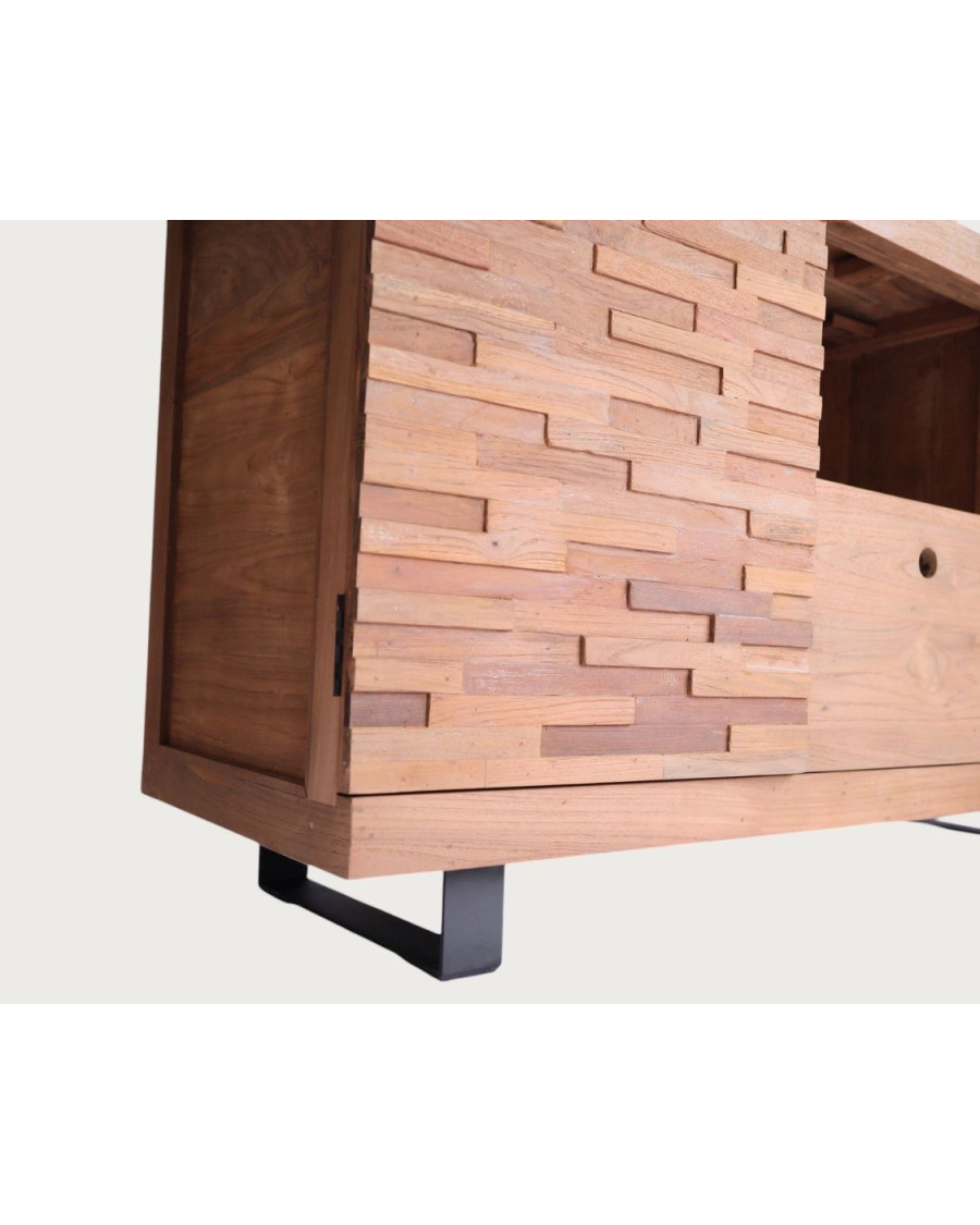 Néo - Meuble salle de bain en teck parqueté 140 cm