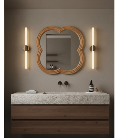 Lucky - Espejo de pared de madera de mango 60x60 cm