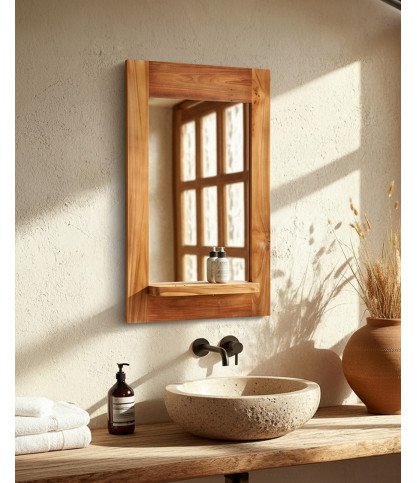 Eclipse - Solid teak mirror