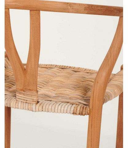 Hirosi - Solid teak and rattan bar stool