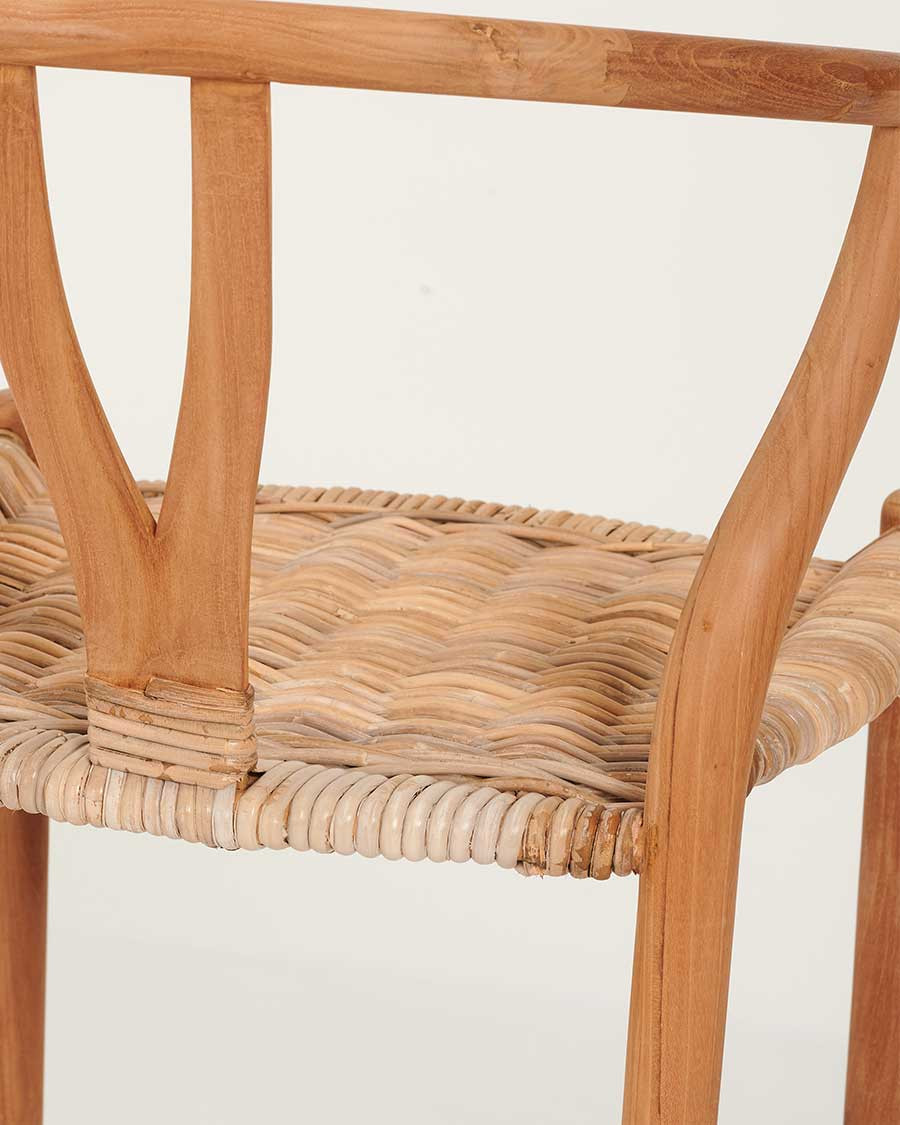 Hirosi - Solid teak and rattan bar chair