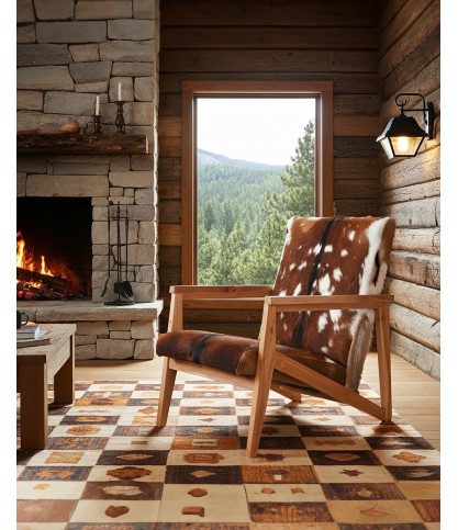 Cow Boy - Teak and goatskin armchair