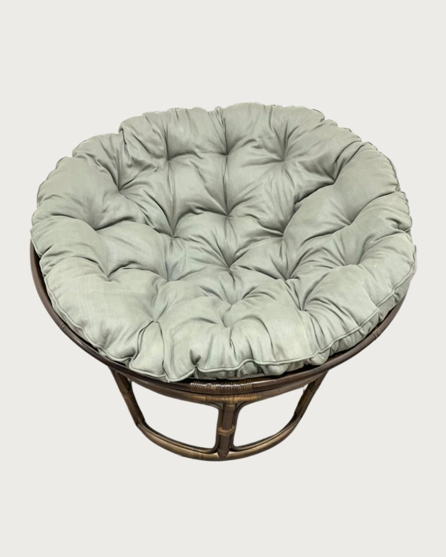 Paipai - Round rattan armchair with white cushion
