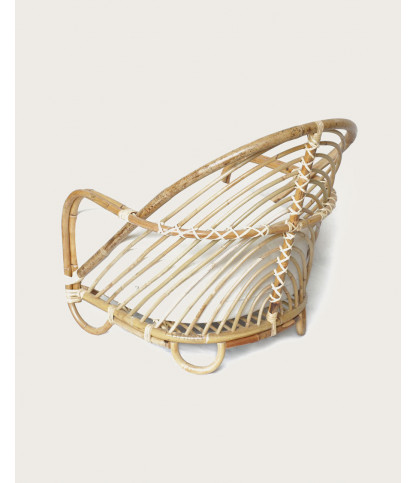 Gaia - Geweven rotan fauteuil met wit kussen