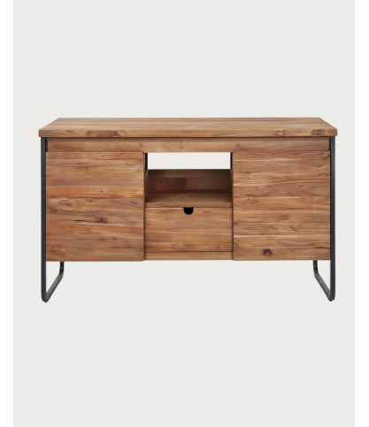 Azur Grand - Industrial bathroom cabinet in teak and metal with 2 doors, 120 cm