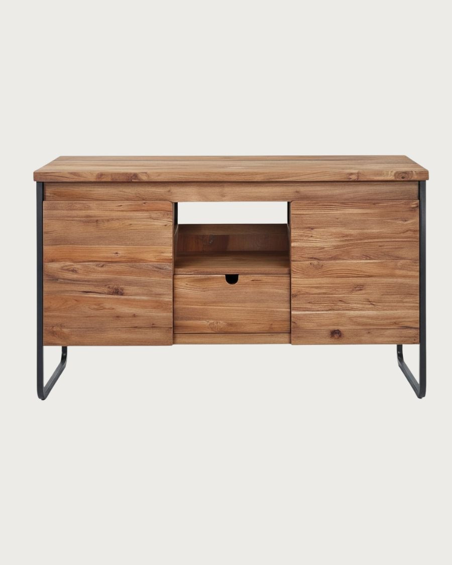 Azur - Mueble de baño en teca y metal, 120 cm