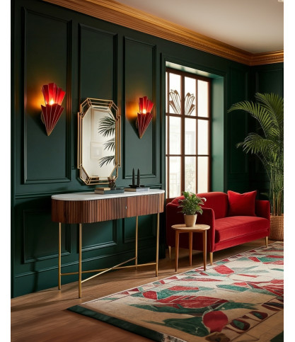 Céline - Console en bois de manguier massif et marbre blanc 100 cm