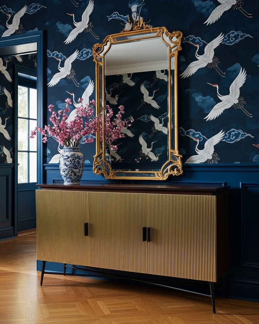 Moon- Large sideboard in antique brass finish 150 cm