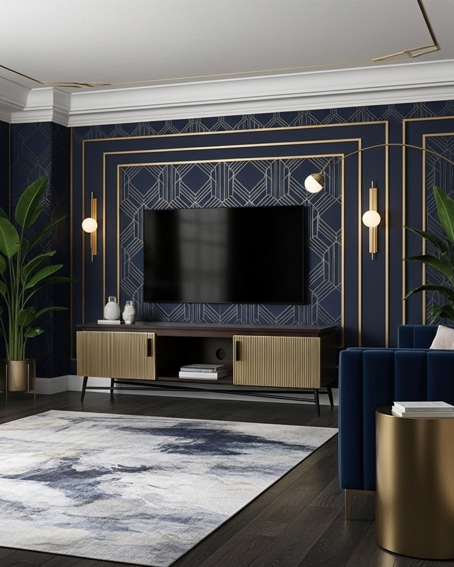 Moon - Meuble tv finition laiton vieilli 145 cm