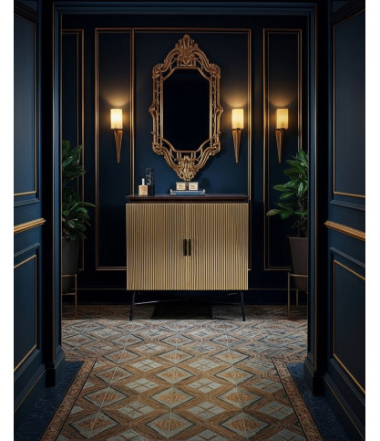 Moon - Small 2-door sideboard with aged brass finish, 74 cm
