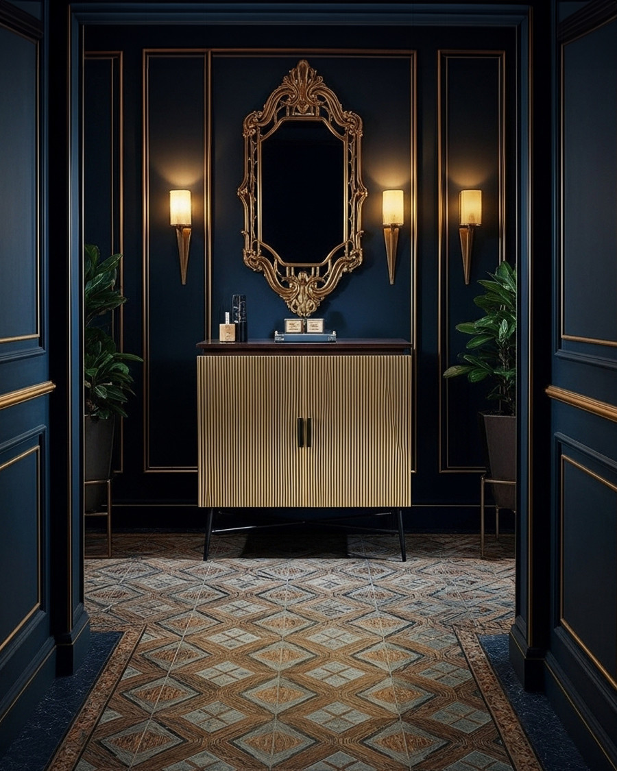 Moon - Kleines Sideboard mit 2 Türen in Altmessing-Optik 74 cm