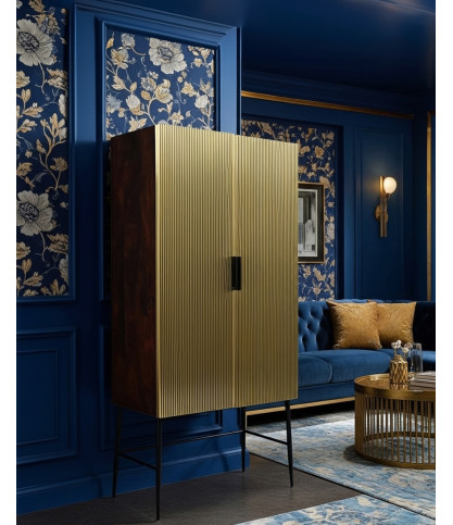 Moon - Antique brass bar cabinet