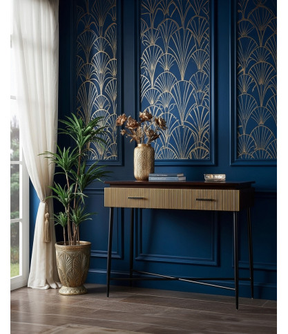 Moon - Antique brass console 90 cm