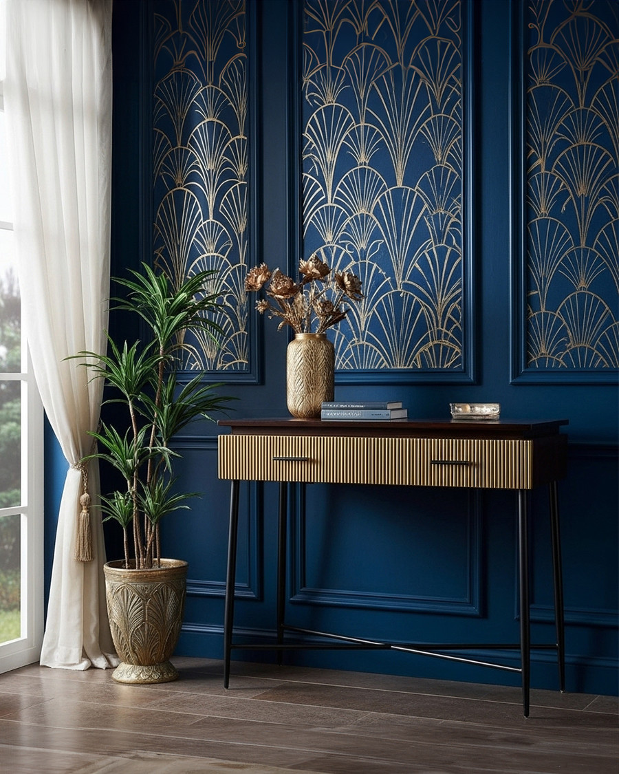 Moon - Antique brass console 90 cm