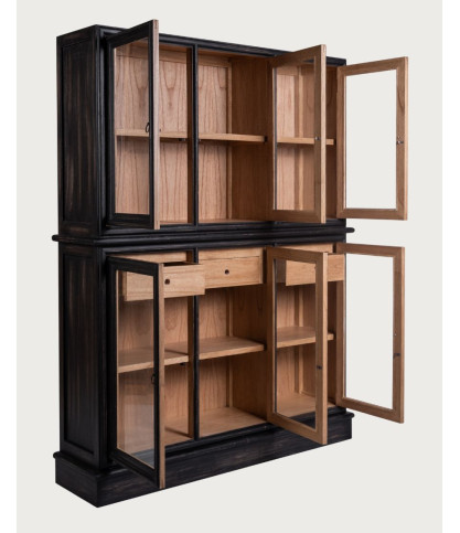 Chelsea - Schwarzes Bücherregal aus massivem Mindi Holz