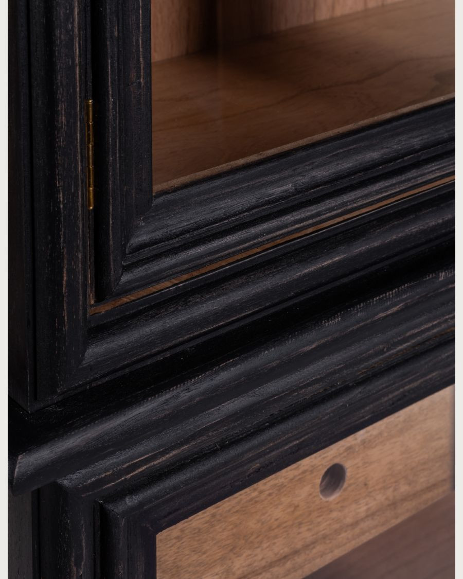 Chelsea - Schwarzes Bücherregal aus massivem Mindi Holz