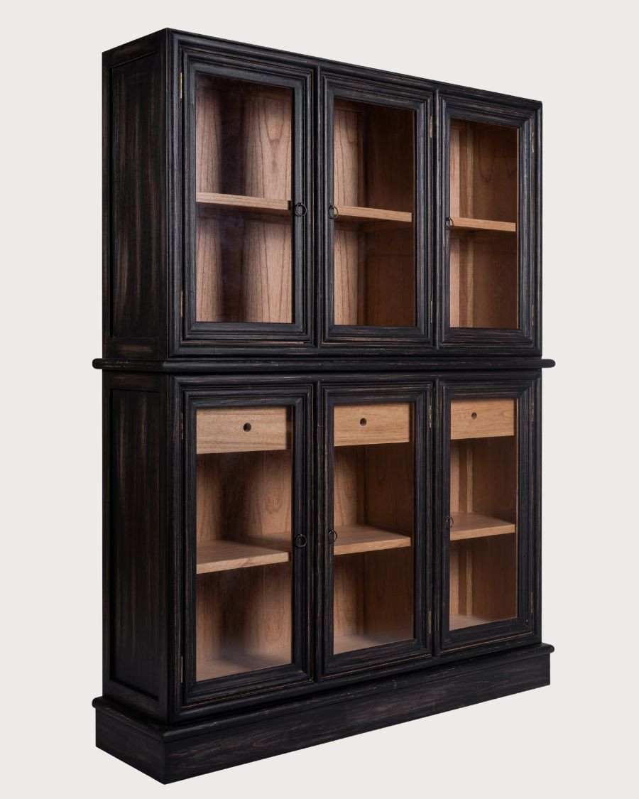 Chelsea - Schwarzes Bücherregal aus massivem Mindi Holz