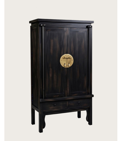 Kensington - Patinated Black Wedding Wardrobe in Solid Mindi Wood