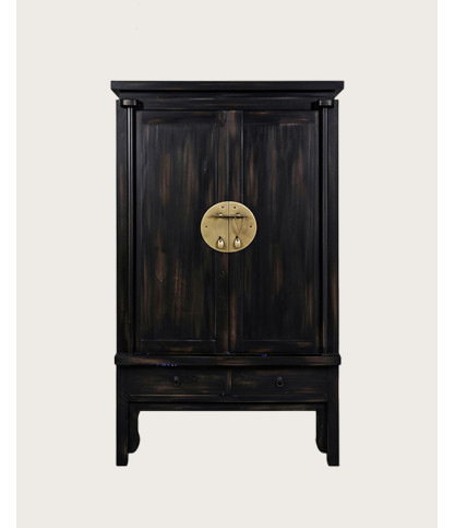Kensington - Armoire noire patinée en bois massif de mindi